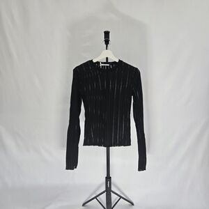 Mango Black Ribbed Knit Top